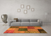 Machine Washable Patchwork Orange Transitional Rug, wshabs1256org