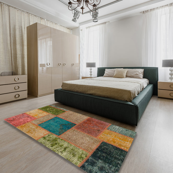 Machine Washable Abstract Brown Rug in a Bedroom, wshabs1256