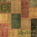 Square Machine Washable Patchwork Brown Transitional Rug, wshabs1256brn