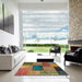 Square Machine Washable Abstract Brown Rug in a Living Room, wshabs1256
