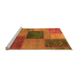 Sideview of Machine Washable Patchwork Orange Transitional Area Rugs, wshabs1256org