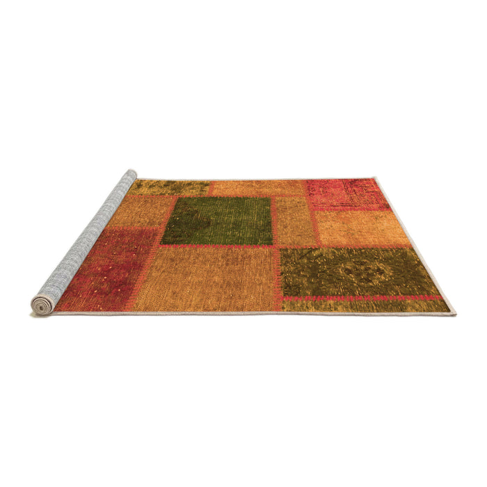 Sideview of Machine Washable Patchwork Orange Transitional Area Rugs, wshabs1256org