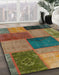 Abstract Brown Patchwork Rug in Family Room, abs1256