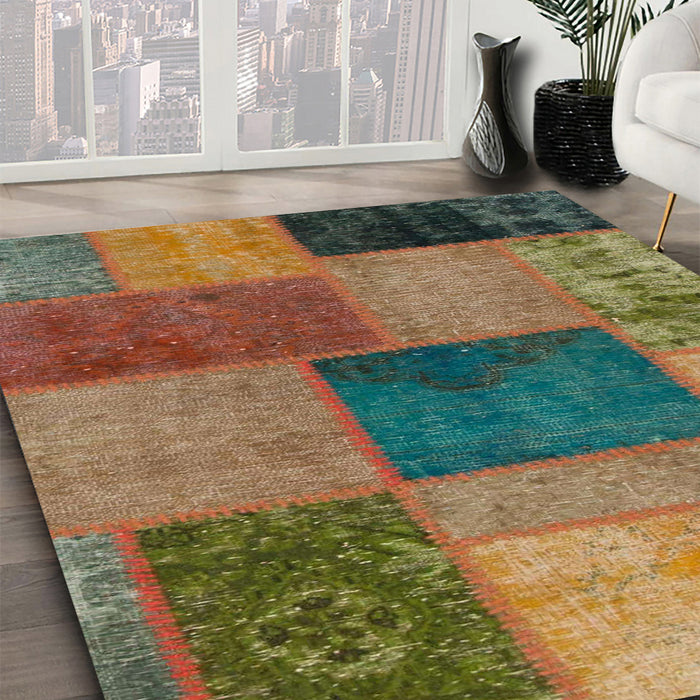 Machine Washable Abstract Brown Rug in a Family Room, wshabs1256