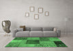 Machine Washable Patchwork Emerald Green Transitional Area Rugs in a Living Room,, wshabs1256emgrn