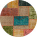 Round Machine Washable Abstract Brown Rug, wshabs1256