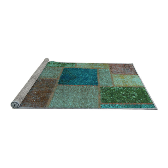 Sideview of Machine Washable Patchwork Light Blue Transitional Rug, wshabs1256lblu