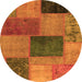 Round Machine Washable Patchwork Orange Transitional Area Rugs, wshabs1256org