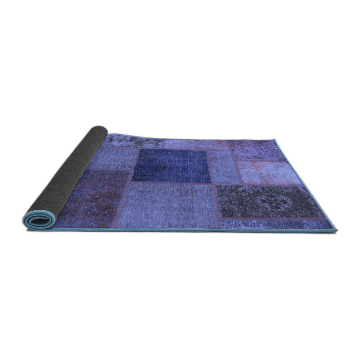Sideview of Patchwork Blue Transitional Rug, abs1256blu