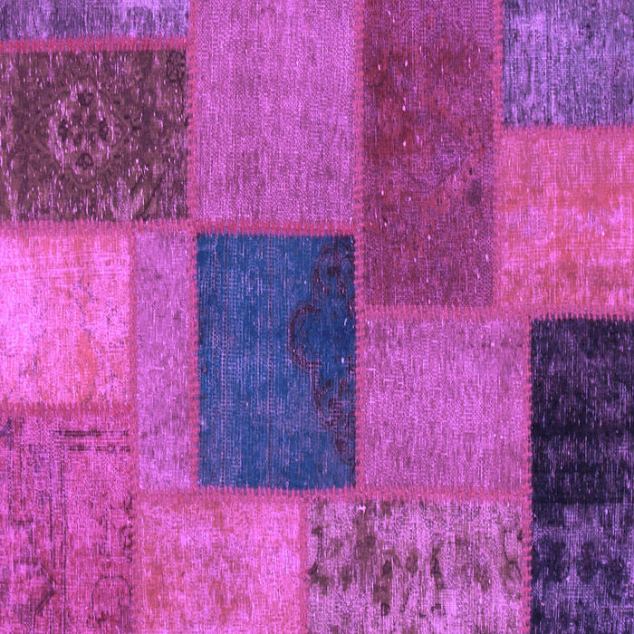Square Machine Washable Patchwork Purple Transitional Area Rugs, wshabs1256pur