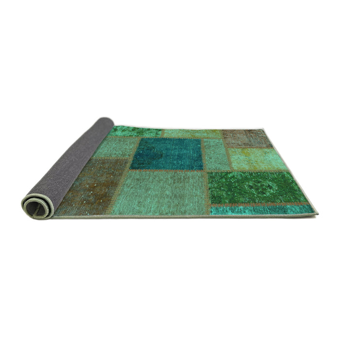 Sideview of Patchwork Turquoise Transitional Rug, abs1256turq