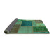 Sideview of Patchwork Turquoise Transitional Rug, abs1256turq