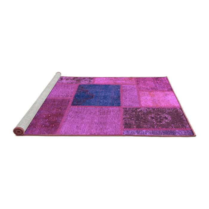 Sideview of Machine Washable Patchwork Purple Transitional Area Rugs, wshabs1256pur