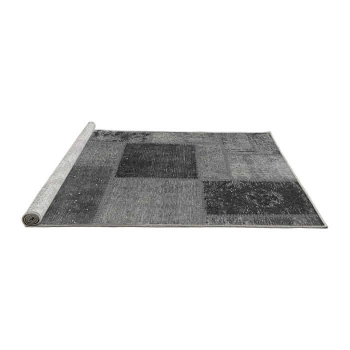 Sideview of Machine Washable Patchwork Gray Transitional Rug, wshabs1256gry