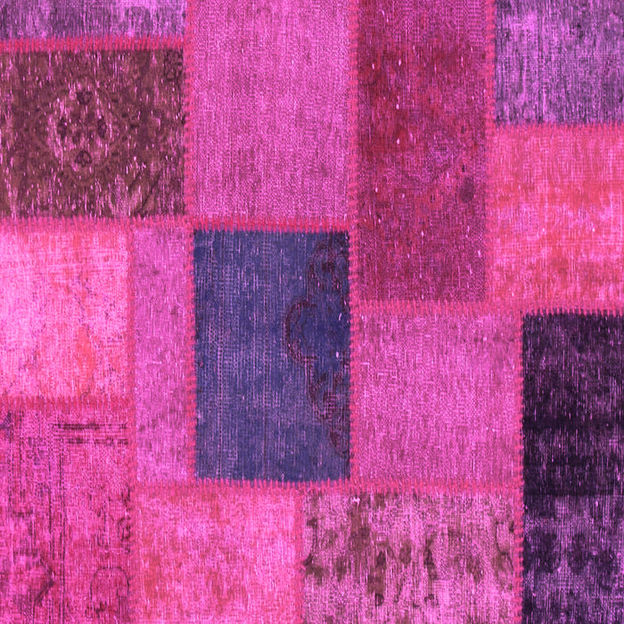 Square Machine Washable Patchwork Pink Transitional Rug, wshabs1256pnk