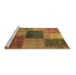 Sideview of Machine Washable Patchwork Brown Transitional Rug, wshabs1256brn