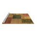 Sideview of Machine Washable Patchwork Brown Transitional Rug, wshabs1256brn