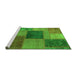 Sideview of Machine Washable Patchwork Green Transitional Area Rugs, wshabs1256grn