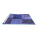 Sideview of Machine Washable Patchwork Blue Transitional Rug, wshabs1256blu