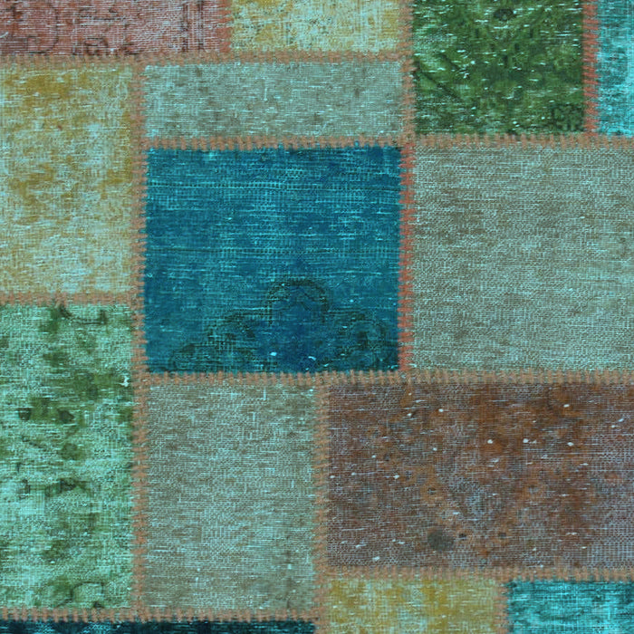 Machine Washable Patchwork Light Blue Transitional Rug, wshabs1256lblu