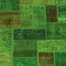 Square Machine Washable Patchwork Green Transitional Area Rugs, wshabs1257grn