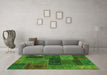 Machine Washable Patchwork Green Transitional Area Rugs in a Living Room,, wshabs1257grn