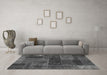 Machine Washable Patchwork Gray Transitional Rug in a Living Room,, wshabs1257gry