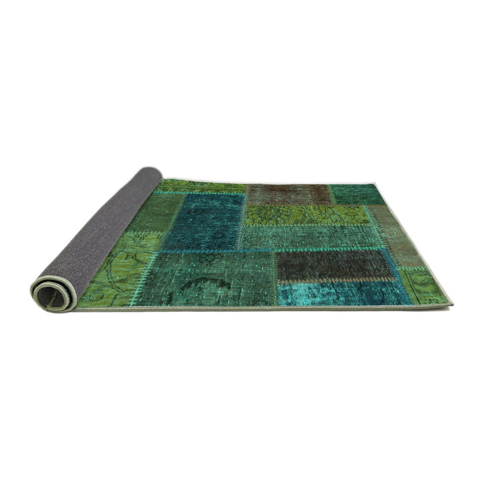 Sideview of Patchwork Turquoise Transitional Rug, abs1257turq