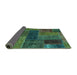 Sideview of Patchwork Turquoise Transitional Rug, abs1257turq