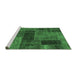 Sideview of Machine Washable Patchwork Emerald Green Transitional Area Rugs, wshabs1257emgrn