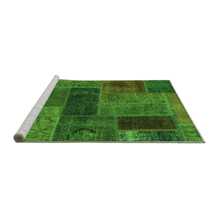 Sideview of Machine Washable Patchwork Green Transitional Area Rugs, wshabs1257grn