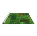 Sideview of Machine Washable Patchwork Green Transitional Area Rugs, wshabs1257grn