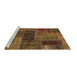 Sideview of Machine Washable Patchwork Brown Transitional Rug, wshabs1257brn