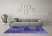 Machine Washable Patchwork Blue Transitional Rug in a Living Room, wshabs1257blu