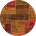 Round Patchwork Orange Transitional Rug, abs1257org