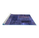 Sideview of Machine Washable Patchwork Blue Transitional Rug, wshabs1257blu