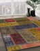 Abstract Red Brown Patchwork Rug in Family Room, abs1257