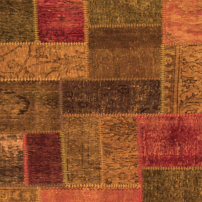 Square Machine Washable Patchwork Orange Transitional Area Rugs, wshabs1257org