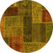 Round Patchwork Yellow Transitional Rug, abs1257yw