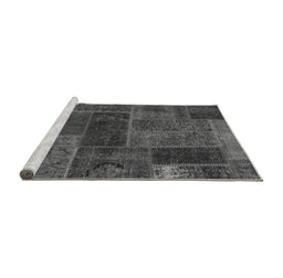 Sideview of Machine Washable Patchwork Gray Transitional Rug, wshabs1257gry