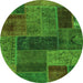 Round Patchwork Green Transitional Rug, abs1257grn