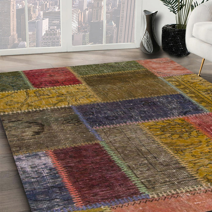 Machine Washable Abstract Red Brown Rug in a Family Room, wshabs1257