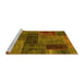 Sideview of Machine Washable Patchwork Yellow Transitional Rug, wshabs1257yw