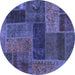 Round Patchwork Blue Transitional Rug, abs1257blu