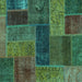 Square Machine Washable Patchwork Turquoise Transitional Area Rugs, wshabs1257turq