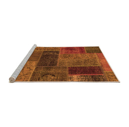 Sideview of Machine Washable Patchwork Orange Transitional Area Rugs, wshabs1257org