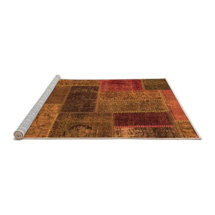 Sideview of Machine Washable Patchwork Orange Transitional Area Rugs, wshabs1257org