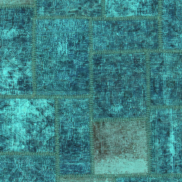 Machine Washable Patchwork Turquoise Transitional Area Rugs, wshabs1258turq
