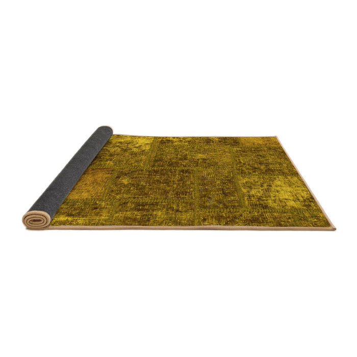 Sideview of Patchwork Yellow Transitional Rug, abs1258yw