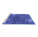 Sideview of Machine Washable Patchwork Blue Transitional Rug, wshabs1258blu